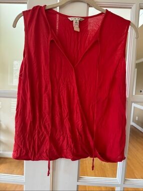 CAbi Bright Red Sleeveless Wrap Camisole